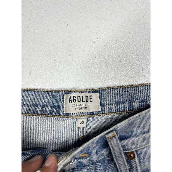 Agolde PARKER VINTAGE CUT OFF SHORT Distressed Light Wash Sz 29 - Picture 4 of 10